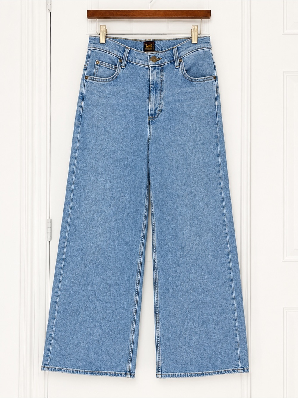 Lee High Rise Wide Leg Jeans 28x33 Light Wash Stretch Denim cowgirl western